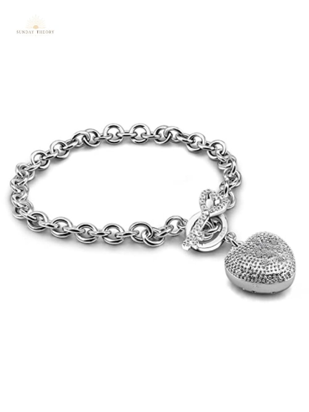 925 Sterling Silver Heart Link Chain Bracelet Adjustable 6-8" Women's Fine